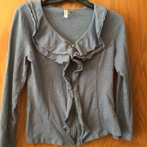 Monoreno Ruffled Blue Top